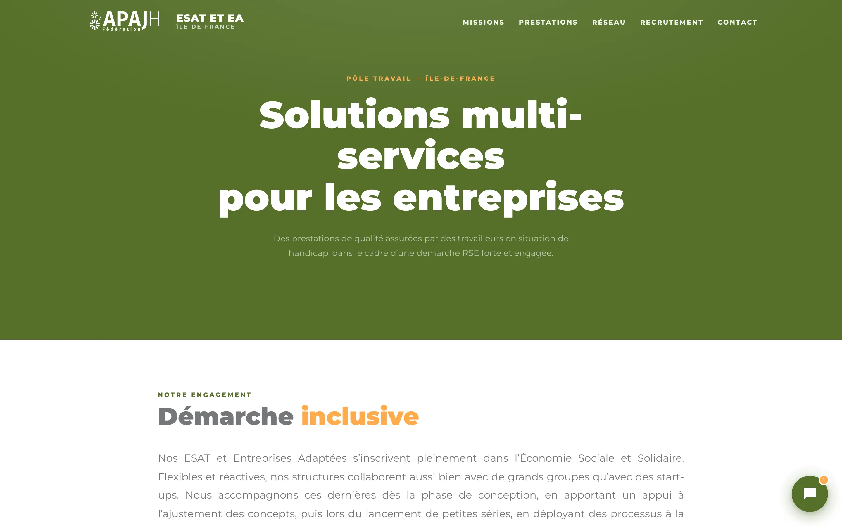 Site du Pôle Travail APAJH Île-de-France sur ordinateur et sur téléphone