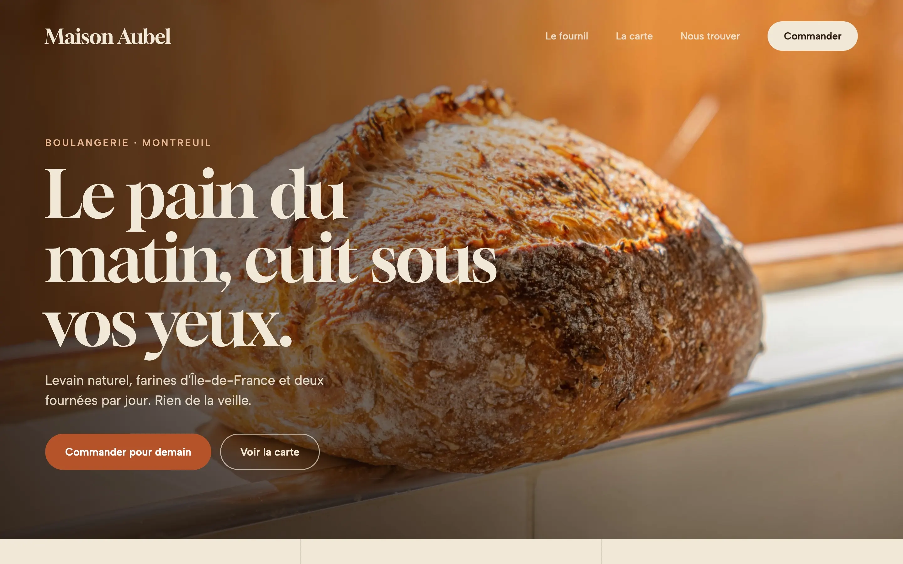 Site de Maison Aubel, boulangerie, sur ordinateur et sur téléphone (concept Galio)